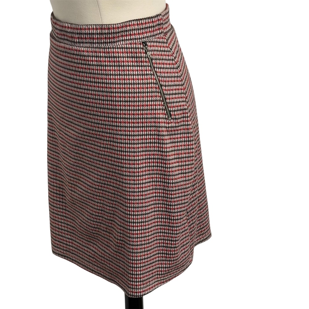 LE LIS Preppy Faux Zipper Pocket Detail Houndstooth Miniskirt